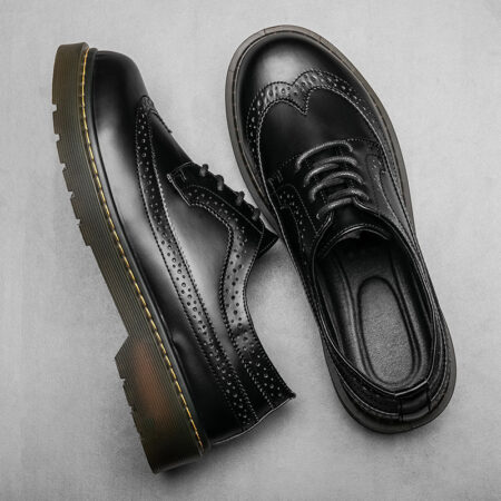 Male Chunky Black Brogues Boot