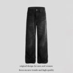 Retro Men's punk vintage washed distressed jeans