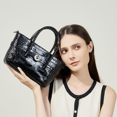 Luxury Croc-Embossed Leather Handbag