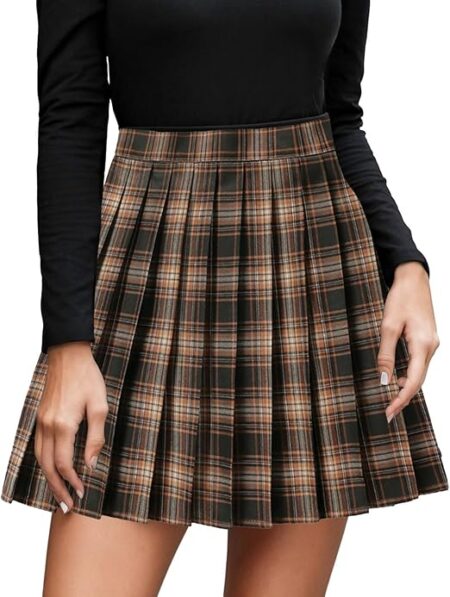 Plaid Pleated Mini Skirt