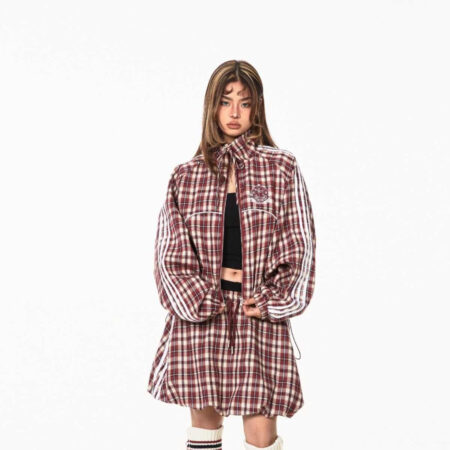 Hot Girl Plaid Stitching Skirt