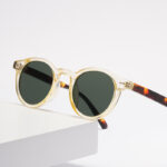 New Beige Round Frame Sunglasses