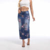 Women's high waist floral print denim Skirts